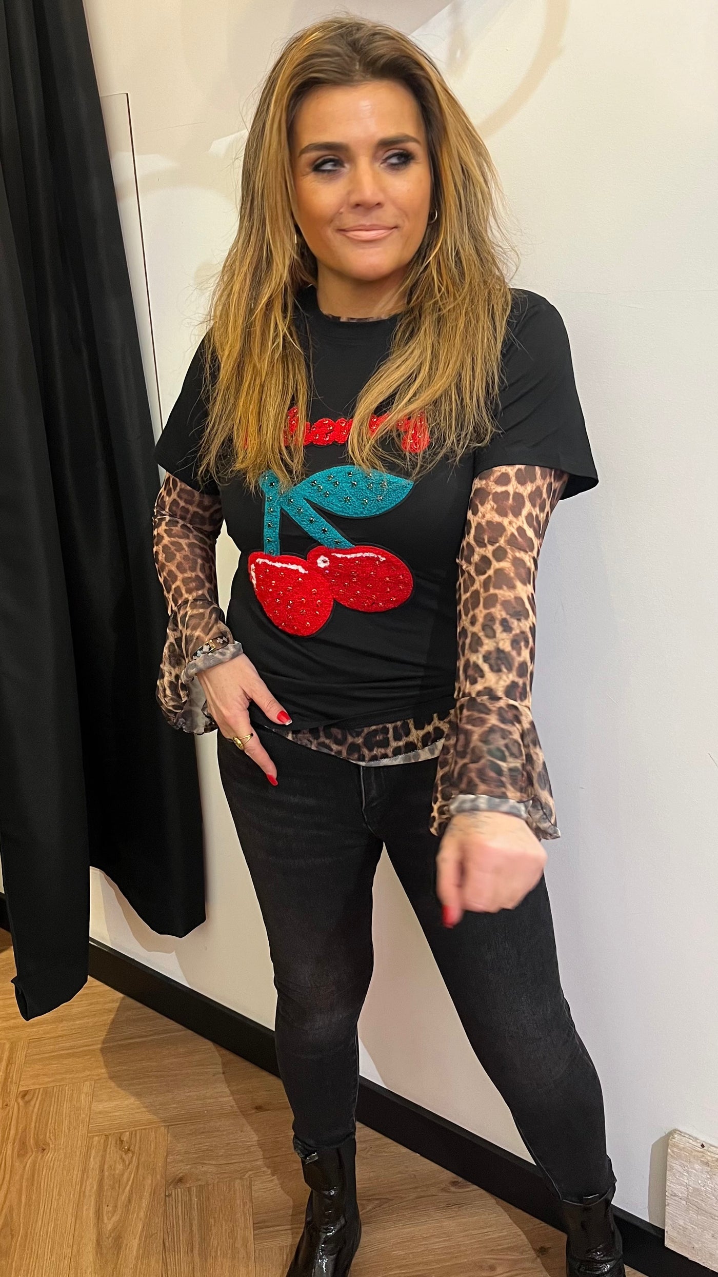 cherry shirt black